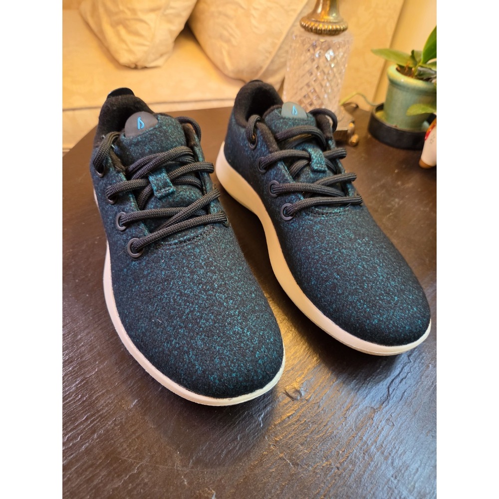 Allbirds Men's Wool Runner Mizzle Wool Running Sneaker Black/Teal Sz 8 NEW! $145